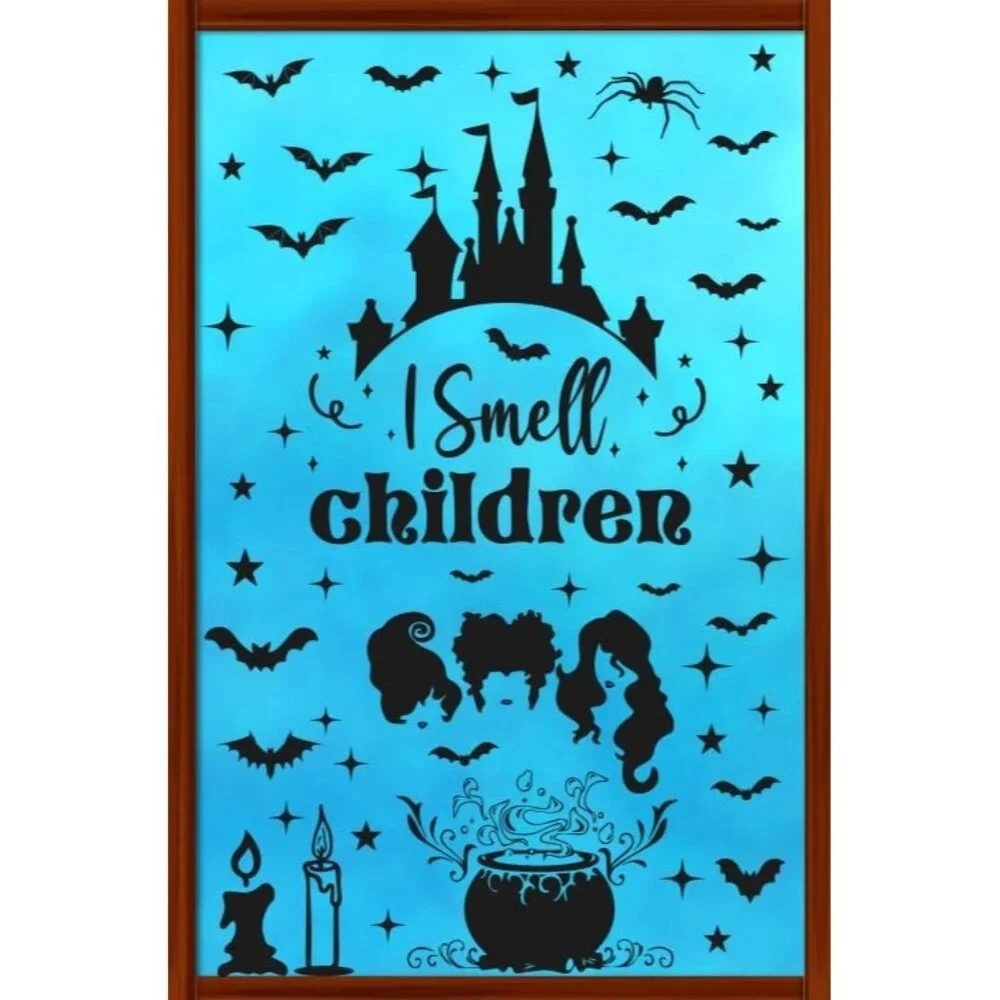 Hocus Pocus Decorations Halloween Window Clings 8 Sheets 91 PCS Double-Sided Spo